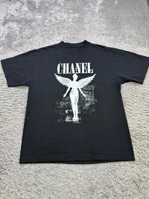 Рубашка Chanel для взрослых большая черная графическая фея дизайнерская роскошная прихотливая с круглым вырезом - Изображение 1 из 4