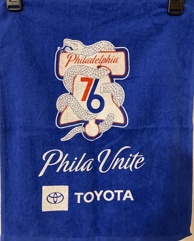 PHILADELPHIA 76ERS BENCH TOWEL PHILA UNITE BY TOYOTA NEVER USED Cover