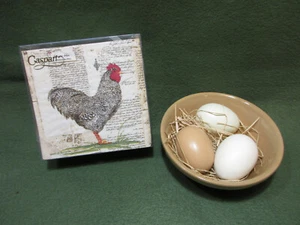 MASON CASH 5-1/4" Cane Beige Bowl & 40 Isabelle De Borchgrave Rooster Napkins - Picture 1 of 11