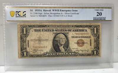 PCGS 1935-A $1 Hawaii WWII Emergency Issue Silver Certificate Very Fine - Image 1 of 2