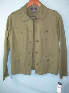 Chaqueta para mujer Chaps by Ralph Lauren abotonada oliva nueva con etiquetas - Imagen 1 de 3