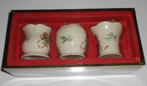 LENOX PORZELLAN WEIHNACHTEN VOTIVHALTER ZUCKERSTANGEN STECHPALMENBAND 3ER SET NEU - Bild 1 von 3