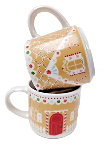 Elum Home Designs Gingerbread House Coffee Mugs Set Of 2 Stackable - Picture 1 of 8