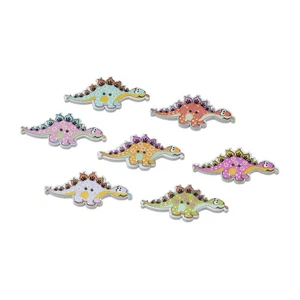 30pcs Dinosaur Wooden Buttons Colorful or Fun for DIY Crafts Accessories 37x17mm - Picture 1 of 6