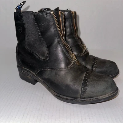 Botas Ariat Devon Pro Cremallera Paddock Mujer 7.5B Cuero Negro Cremallera Frontal Ecuestres Foto 1 de 4