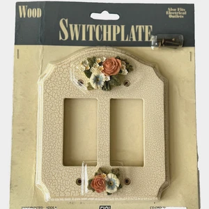 Figi Blumenstrauß Holz Schalterplatte Abdeckung Doppelwippe handbemalt geknackt - Bild 1 von 12