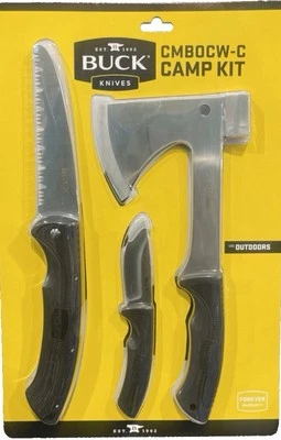 BUCK Knives Camp Kit Folding Saw, Fixed Blade Knife with Sheath, Axe with Sheath - Image 1 of 4
