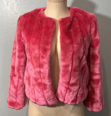 Abrigo Monteau Los Angeles Girls rosa intenso de piel sintética - grande 10 12 "El artículo funciona pequeño" Foto 1 de 4