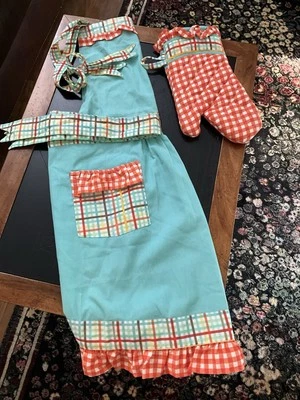 Delantal y guante a cuadros Martha Stewart a juego nuevo sin etiquetas (agujero de pasador del embalaje) Foto 1 de 4