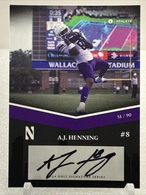 2024 ONIT Athlete - On Card AUTO #S-13 A.J. Henning 51/90 Northwestern - Image 1 of 2