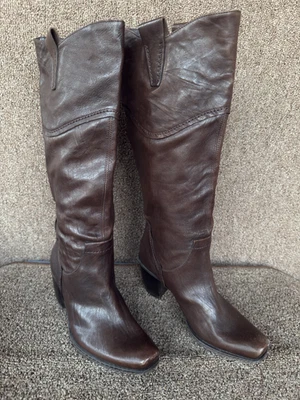 Botas altas Sundance 37 marrón oscuro cuero esmaltado para mujer  Foto 1 de 4