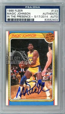 Magic Johnson 1988-89 Fleer Autograph Card #123 PSA/DNA - Image 1 of 2