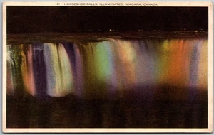 Postal de colección Horseshoe Falls iluminada Niágara Canadá H828 - Imagen 1 de 2