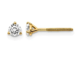 1/3 Carat (ctw VS2-Si1, D-E-F) Lab Grown Diamond Solitaire Earrings 14K Gold - Picture 1 of 4