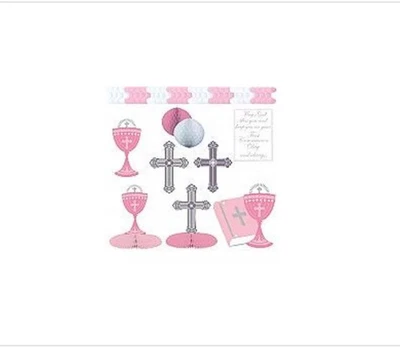 Amscan International Pink Communion Decorating Kit 10-Pieces - Image 1 of 3