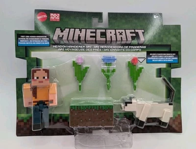 2025 Minecraft Figure 2 Pk Meadow Wanderer Ari Siamese Cat Flowers Building Toy - Image 1 of 4