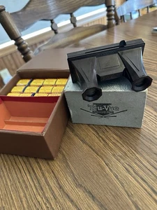 Tru-Vue Two Viewers with 60 Film Slides 1 Inlaid Wood Box and Original Box - Picture 1 of 13
