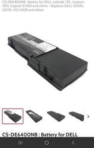CS-DE6400NB : Battery for DELL Latitude 131L, Inspiron 1501, Inspiron #E0693 - Picture 1 of 10