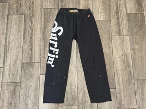 Aviator Nation Surfin Sweatpants Mens Medium Black Charcoal Fleece Made USA - Picture 1 of 8