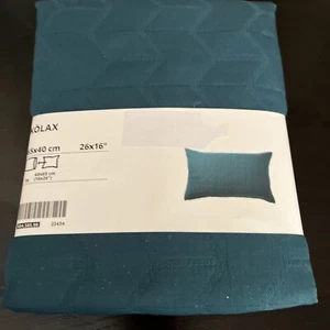 Ikea KOLAX Teal Blue Lumbar Throw Pillow Cover 16" x 26" New NIP - Picture 1 of 9