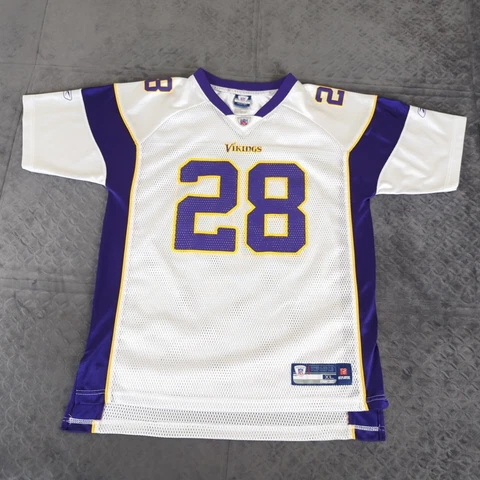 Adrian Peterson Minnesota Vikings Jersey Reebok White Boys Youth XL 18/20 Cover