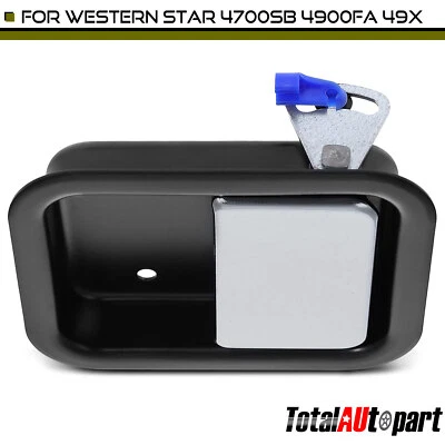 Manija de puerta interior negra + cromada para Western Star 4700SB 4700SF 47X lado del conductor Foto 1 de 4