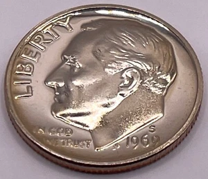 1969 S Roosevelt Dime 10C - verkleidet - Proof (SKU 197) - Bild 1 von 4