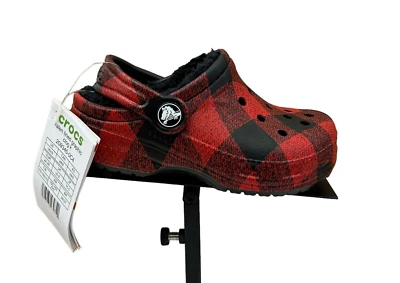 Crocs Toddler Boy's/Girl's Lined Clogs Size 8-9 Red/Black Slip-on Faux Fur Shoes - Image 1 of 4