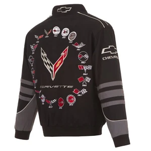Auténtica Chaqueta de Algodón Bordada Corvette Racing Diseño JH Negra - Imagen 1 de 7