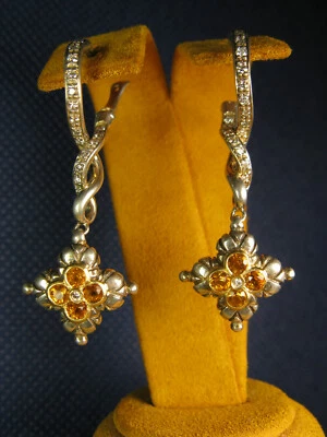 PENDIENTES BARBARA BIXBY CITRINO DIAMANTE FLOR DE LOTO PIEDRAS PRECIOSAS ÉL DISEÑADOR REGALO Foto 1 de 2