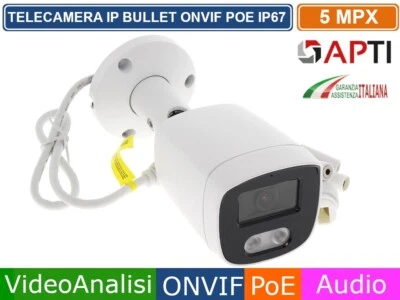 TELECAMERA BULLET NETWORK IP FOCALE 2.8 5MP AUDIO ONVIF POE VIDEOANALISI - IP67 - Immagine 1 di 4