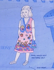 Cottontail Kids Vest & Purse Easter Fabric Traditions Cotton Fabric Craft Panel - Picture 1 of 2