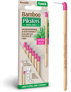 Bamboo Piksters Right Angle Handle 6pks - Size 00 Pink XX-Fine. Bulk Savings! - Picture 1 of 7