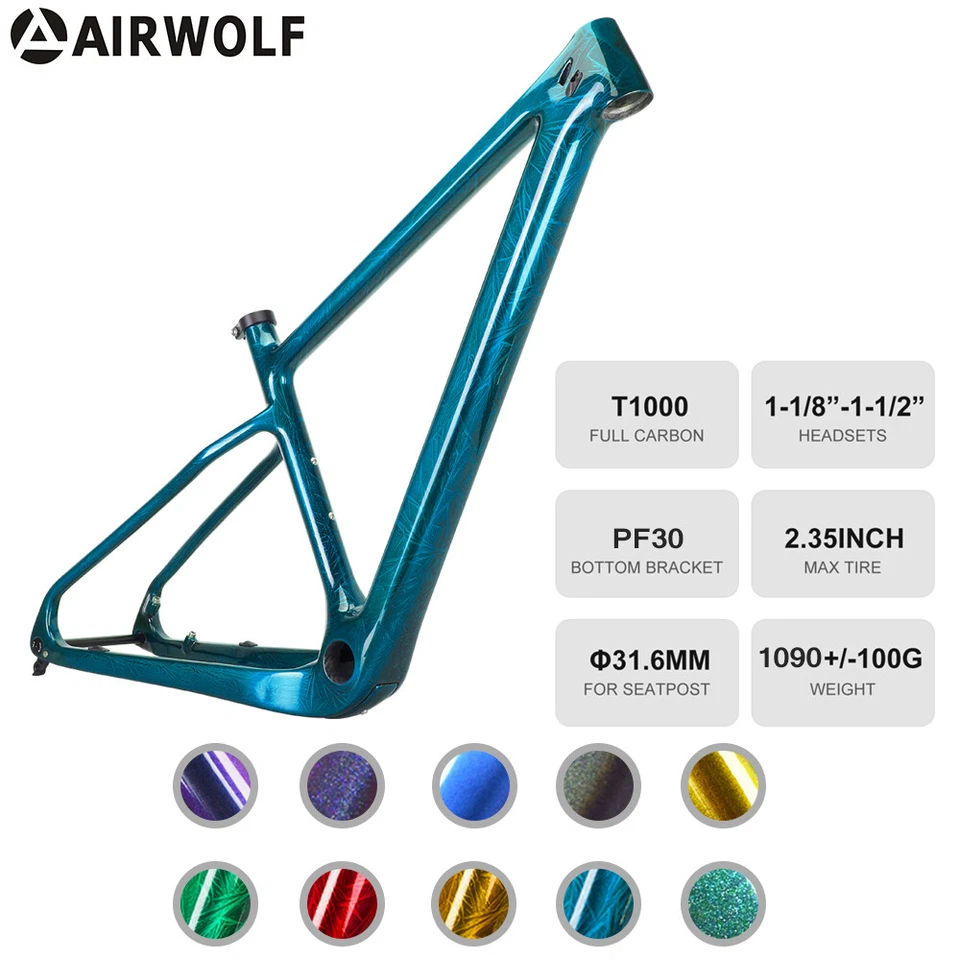 AIRWOLF 29er T1000 Carbon Fiber MTB Bike Frame XC Bicycle 148/142*12mm 135*9mm
