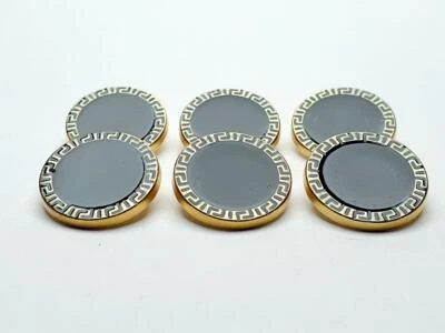 6 St Knöpfe Ösenknopf Metallknöpf Gold + Schwarz Metall Hohe Qualität - Bild 1 von 3