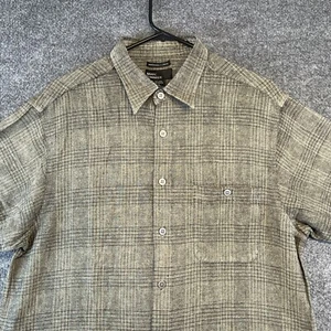 Marc Edwards Shirt Men XL Beige Gray Linen Blend Short Sleeve Button Up Camp - Picture 1 of 8
