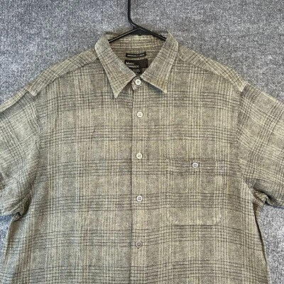 Marc Edwards Shirt Men XL Beige Gray Linen Blend Short Sleeve Button Up Camp - Image 1 of 4