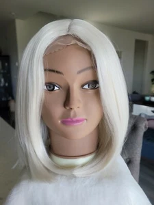 Teilweise Lace kurze Bob Platinblond Mittelteil Synthese Perücke, Hitzebeständigkeit - Bild 1 von 11