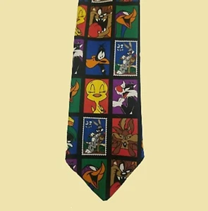 Vintage Looney Tunes Briefmarkensammlung - Herren (Unisex Krawatte) - Bild 1 von 3