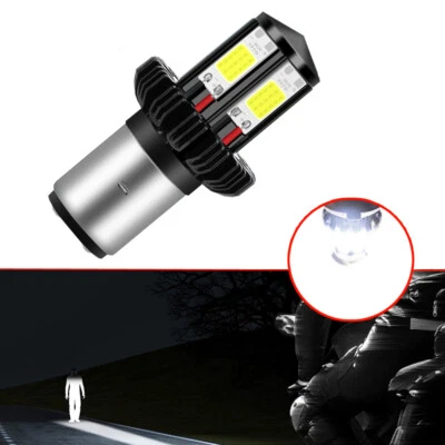 1x 4sides BA20D H6 COB LED Bulb Hi/Lo Light Motorcycle Moped ATV Headlight White - Image 1 of 4