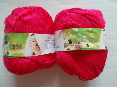 Hilo de bebé sedoso de 6 capas, mezcla de seda/lana, rosa intenso, lote de 2 (147 yardas cada uno) Foto 1 de 2