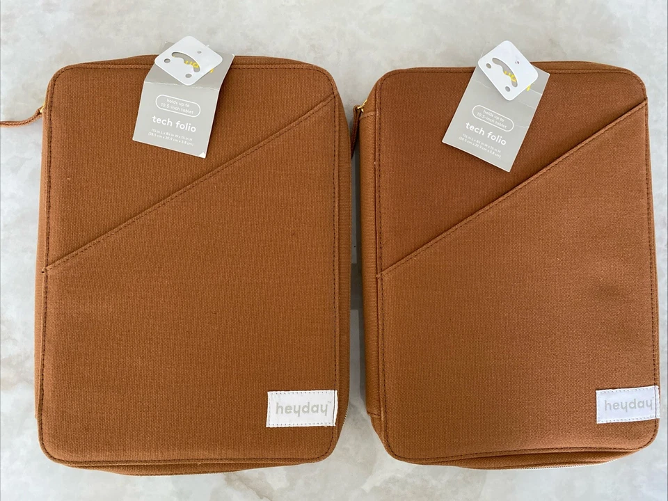 Lot of 2 HeyDay iPad Portfolio 10.5" Tablet Case Travel Tech Folio Tan Canvas - Image 1 of 4