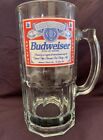 Vintage Large 32 ounce Heavy Thick Glass Budweiser Anheuser Busch Beer Stein Mug