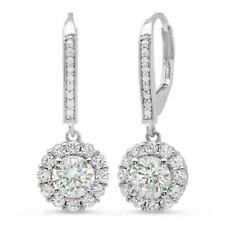 14Kt White Gold Plated Silver 3.55 Ct Simulated Diamond Drop/Dangle Earrings