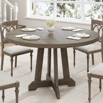 47" Farmhouse Wood Dining Table Small Round Dinner Table Kitchen Table for 4 - Image 1 of 4