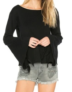 BLANKNYC Womens Black Bell Sleeve Top Size Medium - - Picture 1 of 3