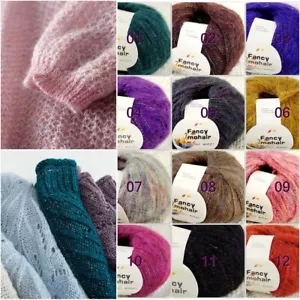 Sale 1BallX50g Fluffy MOHAIR Rainbow Sweater Shawl Wrap Hand Knit Crochet Yarn - Picture 1 of 24