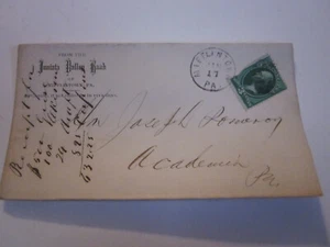 US COVER 1870'S JUNIATA VALLEY BANK MIFFLINTOWN PENNSYLVANIA SCOTT 147 - Picture 1 of 3