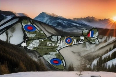 Spitfire Fighter Plane Patch – RAF WWII Embroidered Iron-On Applique Badge - Image 1 of 2