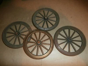 4 Antique Toy Tin Metal Spoke Wagon Wheels 4 1/2" - Picture 1 of 5